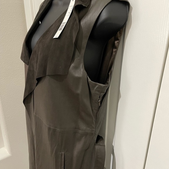 Genuine leather dress - Brown suede collar with belt NEW - Picture 6 of 8